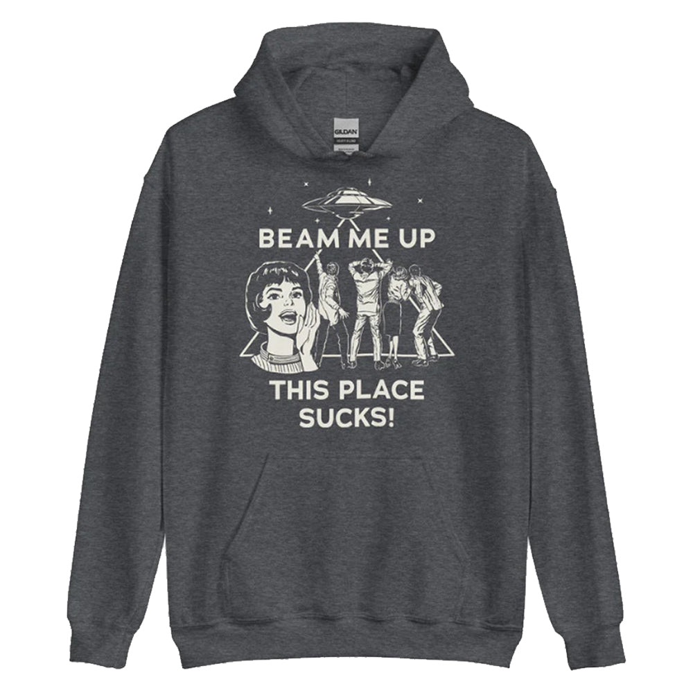 Sweat à capuche Stranger Things Beam Me Up This Place Sucks – coloris Gris