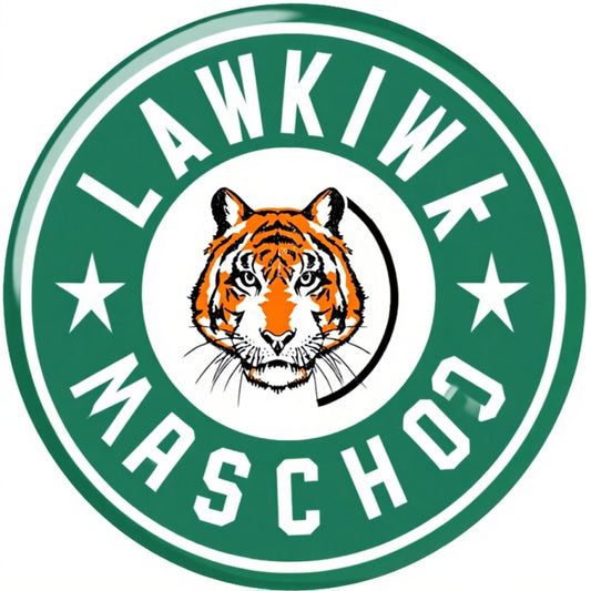 Badge 44 mm Stranger Things Hawkins High School tigre vu de face
