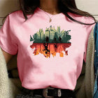 Camiseta de mujer rosa Stranger Things bosque del revés