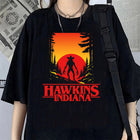 Camiseta de mujer oversize Stranger Things Hawkins Indiana