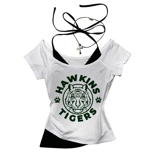 Crop top Stranger Things Hawkins Tigers vu de face