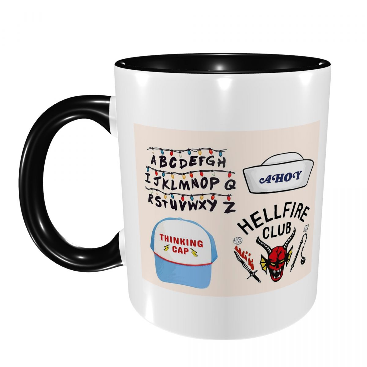 Mug Stranger Things mur alphabet et Hellfire Club – coloris Noir
