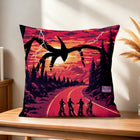 Funda de cojín Stranger Things bicis en el bosque rojo