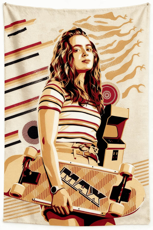 Tapisserie Stranger Things Max et son skate vu de face