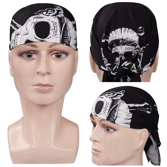 Bandana Stranger Things crâne style Eddie Munson noué vu de face
