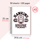 Cuaderno A5 Stranger Things Hawkins Strange School blanco