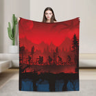 Manta Stranger Things bicis en el bosque rojo