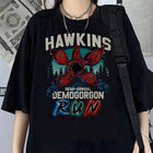 Camiseta de mujer oversize Stranger Things Hawkins Demogorgon Run