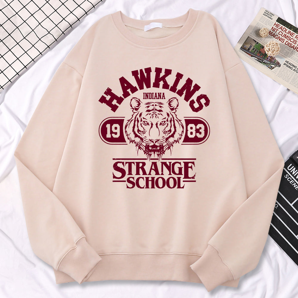 Sweat enfant Stranger Things Hawkins Strange School 1983 – coloris Beige
