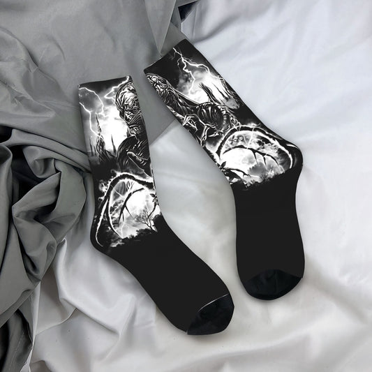 Chaussettes Stranger Things Demogorgon noir et blanc vu de face