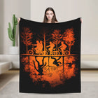 Manta Stranger Things bosque naranja del revés