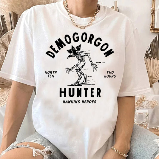 T-shirt femme Stranger Things Demogorgon Hunter Hawkins Heroes vu de face