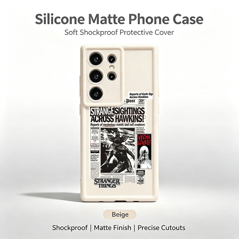 Coque Samsung Galaxy S silicone Stranger Things journal Hawkins Post – coloris Beige