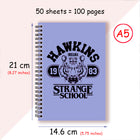 Cuaderno A5 Stranger Things Hawkins Strange School azul
