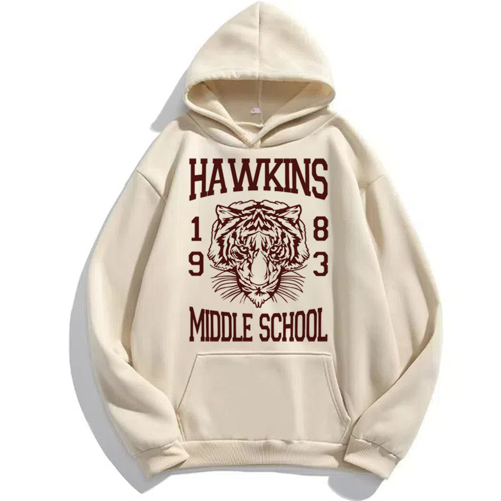 Pull beige Stranger Things Hawkins Middle School vu de face