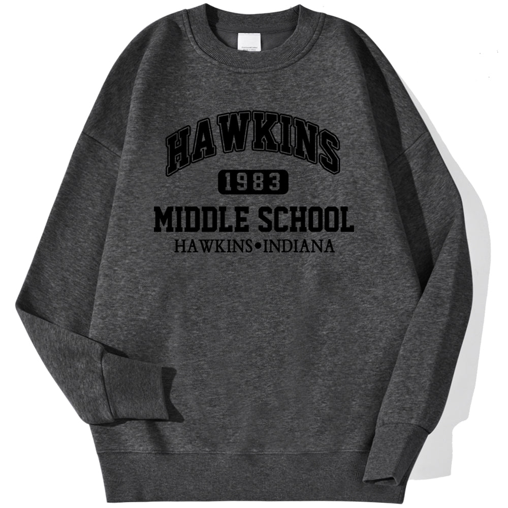 Sweat Stranger Things Hawkins Middle School homme – coloris Gris foncé
