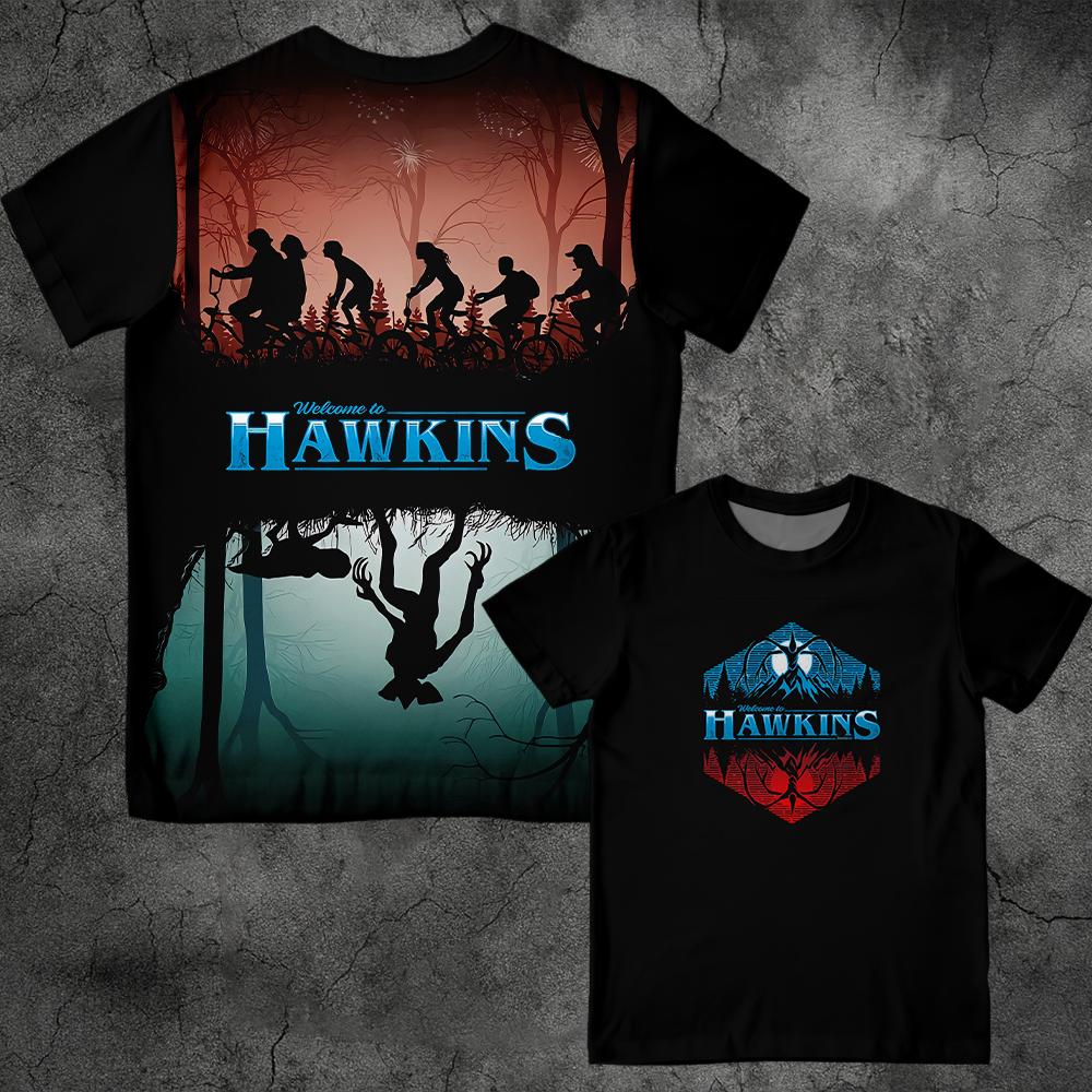 T-shirt homme Stranger Things Welcome to Hawkins vu de face