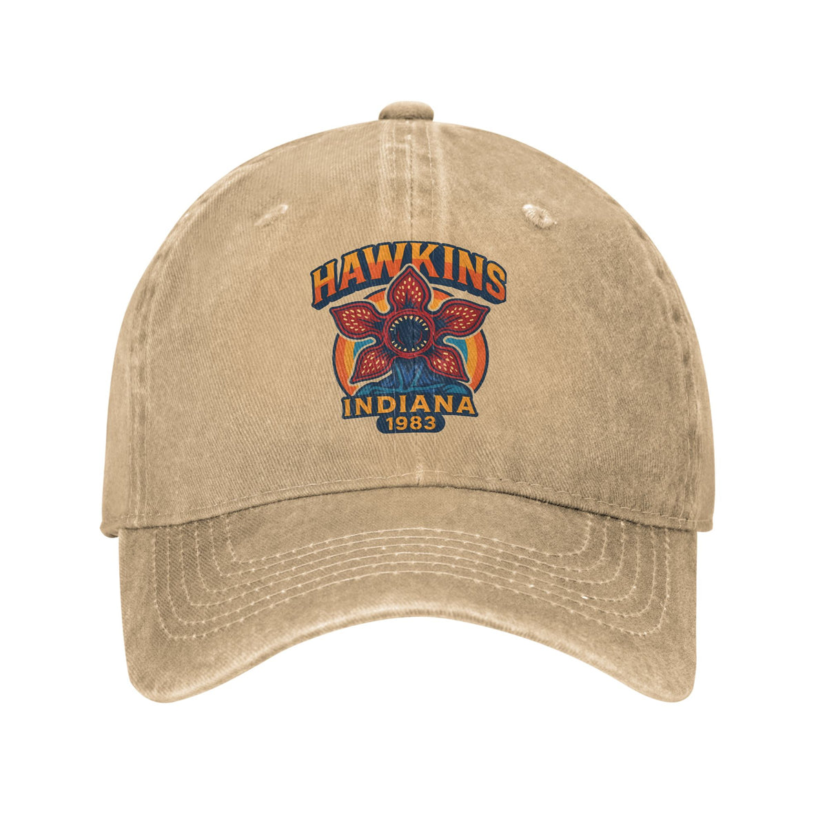 Casquette délavée Stranger Things Hawkins Indiana 1983 – coloris Kaki