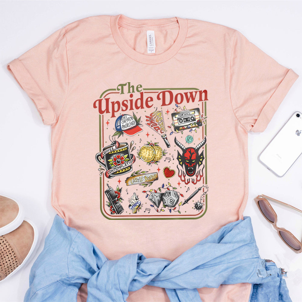 T-shirt homme Stranger Things The Upside Down affiche rétro – coloris Rose