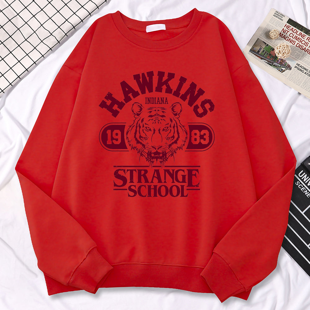 Sweat enfant Stranger Things Hawkins Strange School 1983 – coloris Rouge