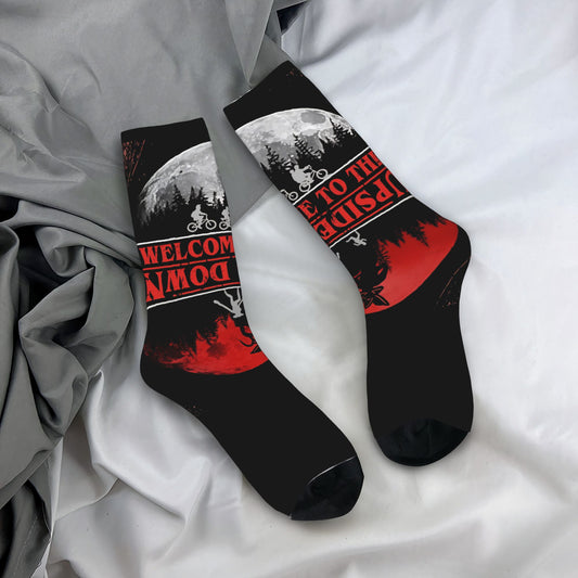 Chaussettes Stranger Things Welcome to the Upside Down noires vu de face