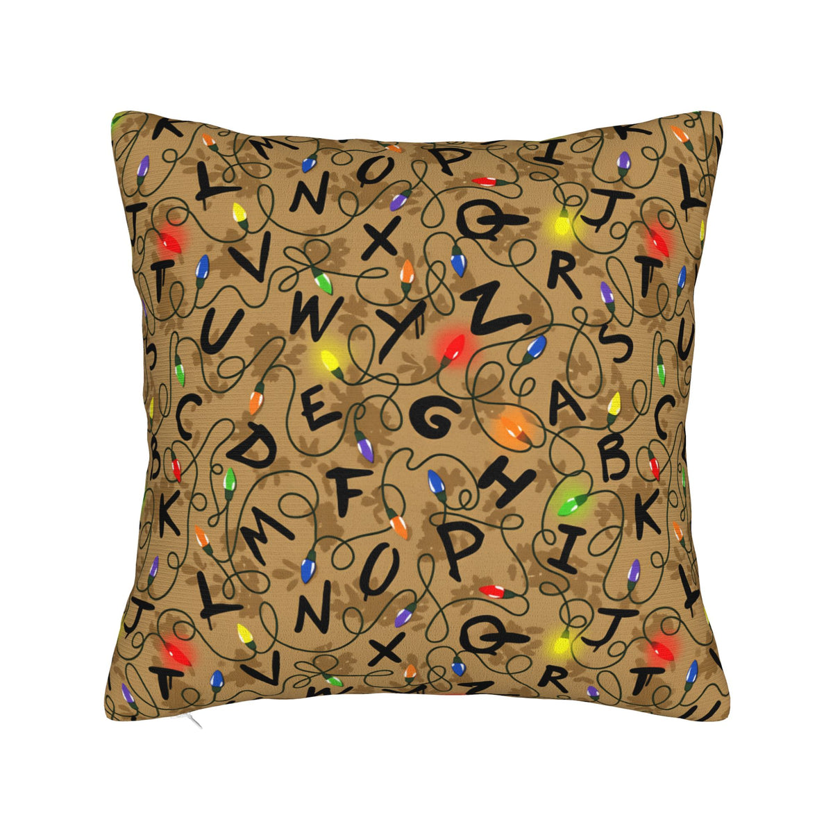 Housse de coussin Stranger Things lettres jaunes vu de face