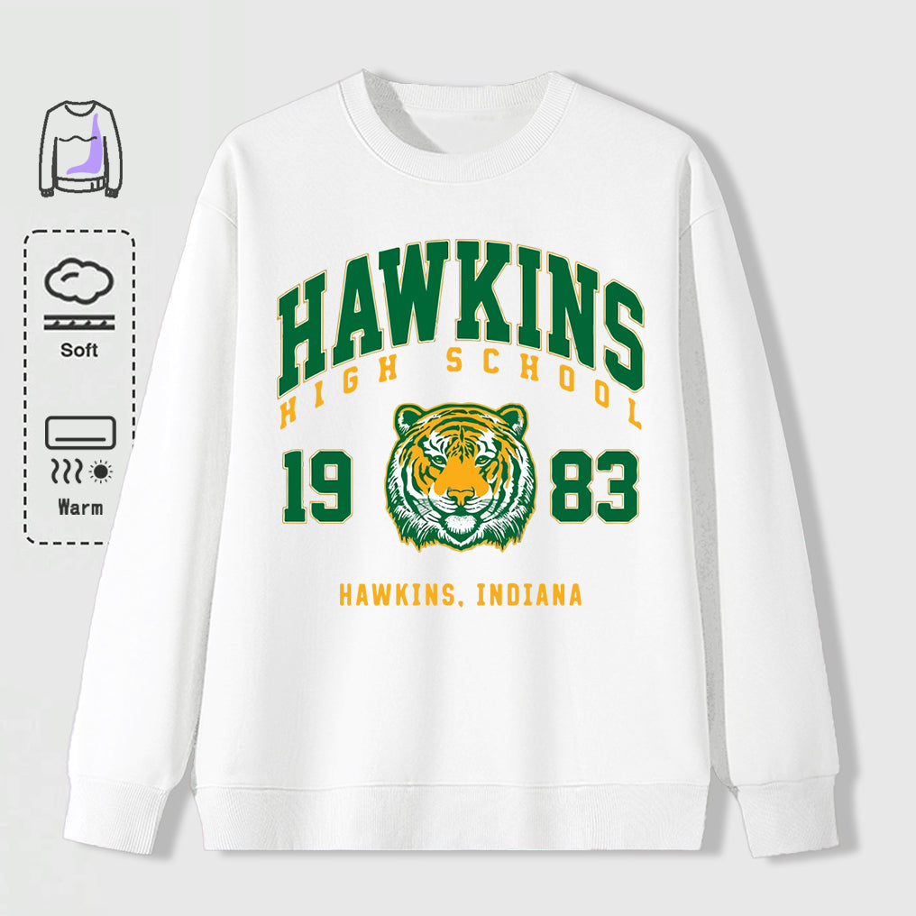 Sweat oversize Stranger Things Hawkins High School tigre – coloris Blanc