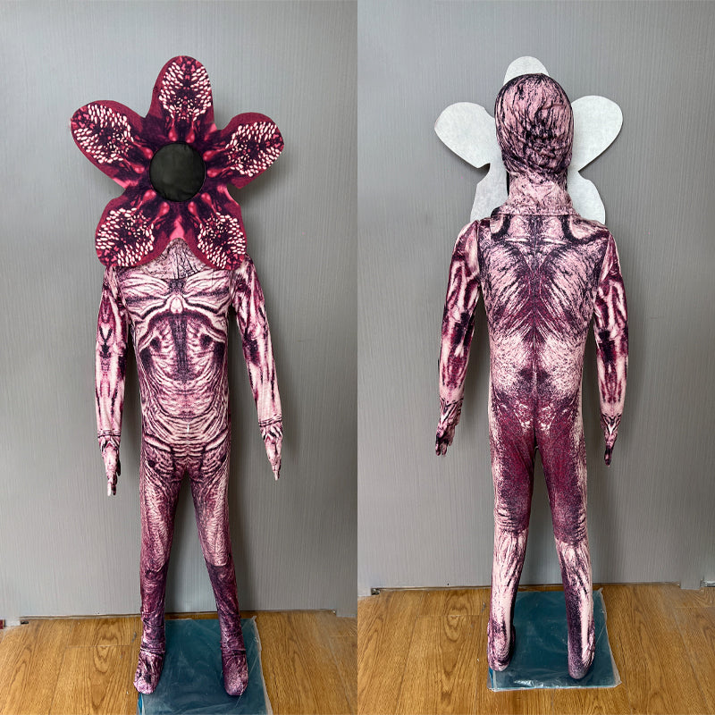 Combinaison intégrale Stranger Things Demogorgon avec masque et coiffe vu de face