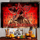 Telón de fondo de cumpleaños Stranger Things Demogorgon guirnalda