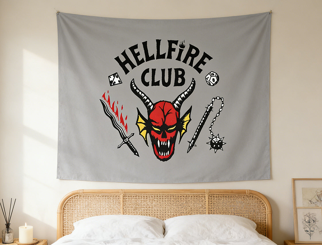 Tapisserie Stranger Things Hellfire Club vu de face