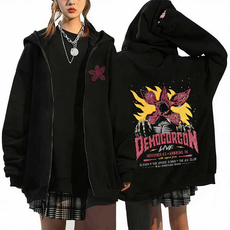 Sweat zippé à capuche Stranger Things Demogorgon Live 1987 – visuel 2