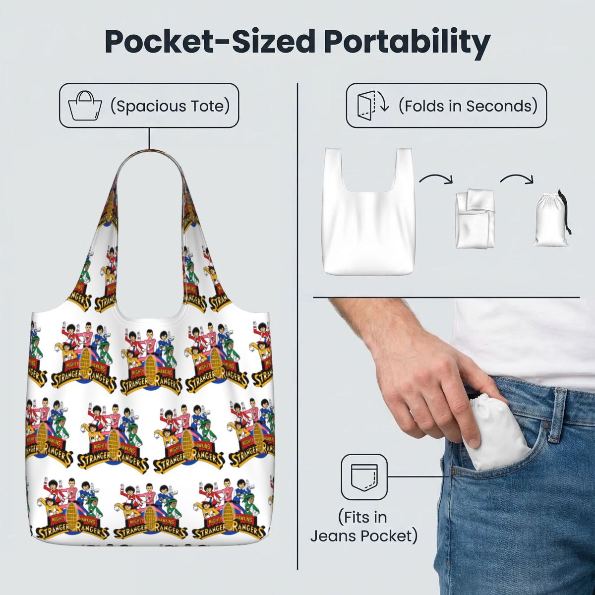 Tote bag Stranger Things Mighty Hawkins Rangers – visuel 4