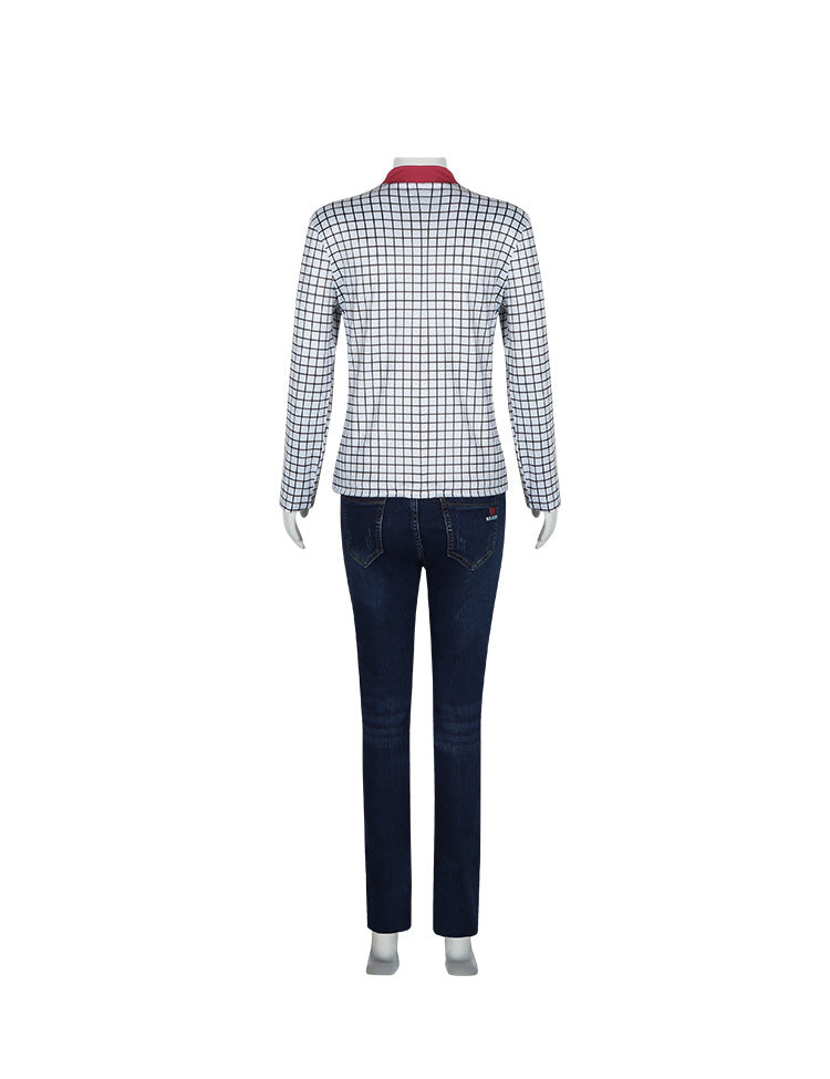 Chemise à carreaux col rouge Stranger Things style Max Mayfield – visuel 3