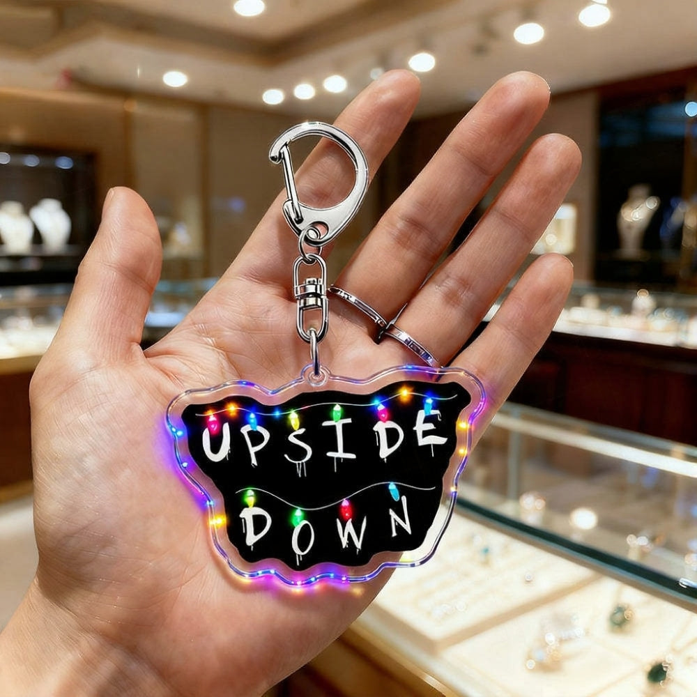 Porte-clés Stranger Things Upside Down holographique vu de face