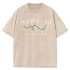 Camiseta de hombre desteñida Stranger Things Hawkins Indiana guirnalda