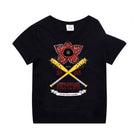 Camiseta infantil negra Stranger Things bates cruzados