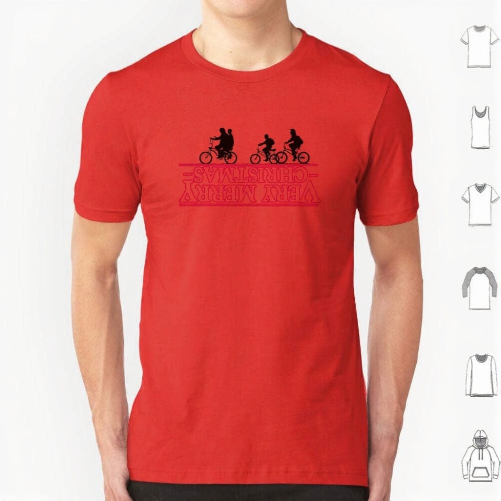 T-shirt homme Stranger Things Very Merry Christmas à l'envers – coloris Rouge