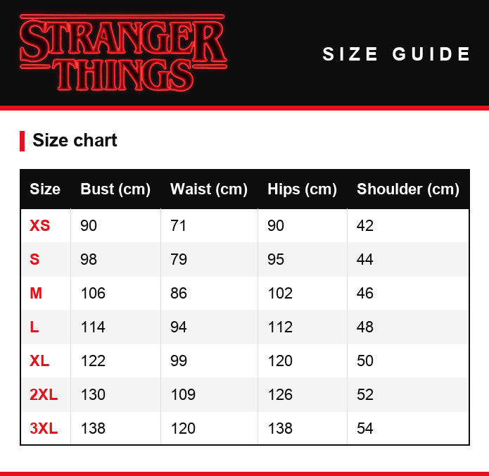 Guía de tallas – Camisa amarilla Stranger Things Once temporada 3